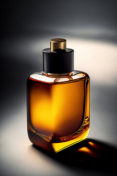 un flacon de parfum pour homme jaune transparent en veere generative ai.jpeg
