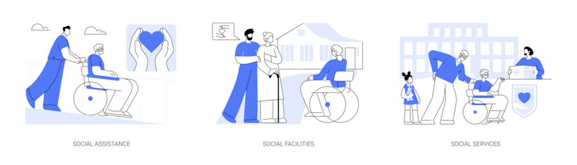 Social work abstract concept vector illustrations.