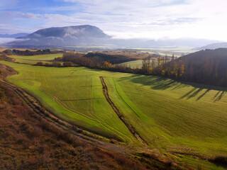 Fototapeta na wymiar Aerial picturesque view of green valley of Navarre, Spain