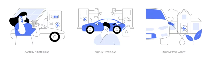 Foto op Plexiglas Electric car abstract concept vector illustrations. © Visual Generation