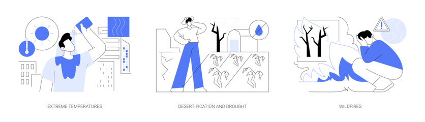 Extreme weather conditions abstract concept vector illustrations.
