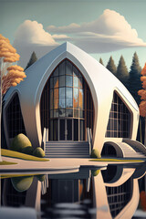 modern architecture building illustration