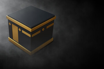 Kaaba on dark background 3d illustration