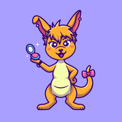 Cute Kangaroo With Make Up Cartoon Vector Icon 
Illustration. Animal Beauty Icon Concept Isolated Premium 
Vector. Flat Cartoon Style
