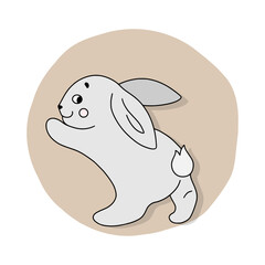 Cute Easter bunny. Funny cartoon rabbit. Vector illustration.