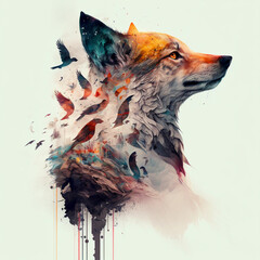 Fox Watercolor, Generated, AI, Generated AI