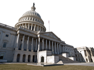 The US Capitol building in Washington DC isolated cut out.