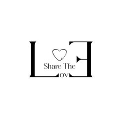 Share the Love inscription lettering quote. Share the Love calligraphy. Share the Love card. 