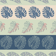 Fototapeta na wymiar tropical pastel leaf stripe pattern