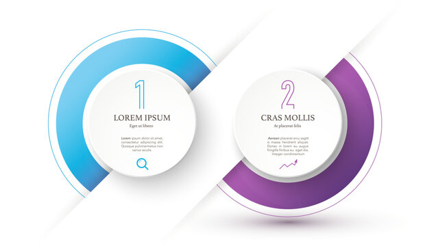Two circle options or steps template. Vector illustration. Can be used for workflow layout, diagram, number options, step up options, web design, infographics. 