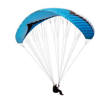 The sportsman flying on a paraglider. Beautiful paraglider in flight on a white background. isolated