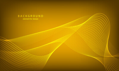 Abstract gradient background. Wave element for design. Digital frequency track equalizer. Stylized line art. Colorful shiny wave with lines. Trendy color yellow. Curved wavy smooth stripe. Vector.