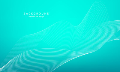 Abstract gradient background. Wave element for design. Digital frequency track equalizer. Stylized line art. Colorful shiny wave with lines. Trendy color mint. Curved wavy smooth stripe. Vector.