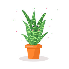 the character is a cactus without needles in a pot of kawaii emotions