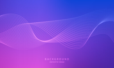 Abstract gradient background. Wave element for design. Digital frequency track equalizer. Stylized line art. Colorful shiny wave with lines. Trendy color blue pink. Curved wavy smooth stripe. Vector.