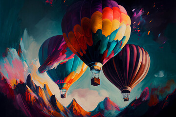 Balon balony abstrakcyjny obraz jak malowany 2 - obrazy, fototapety, plakaty