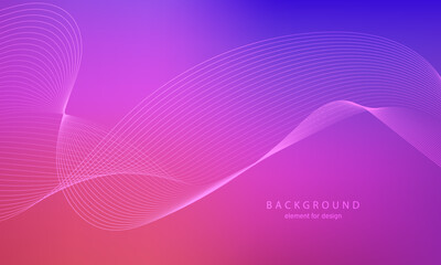 Abstract gradient background. Wave element for design. Digital frequency track equalizer. Stylized line art. Colorful shiny wave with lines. Trendy color blue pink. Curved wavy smooth stripe. Vector.