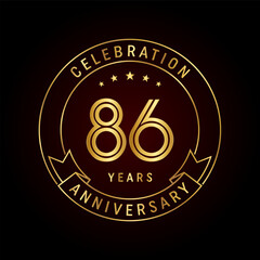 86th anniversary logo design with emblem style concept. line art design. Logo vector