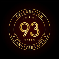 93th anniversary logo design with emblem style concept. line art design. Logo vector