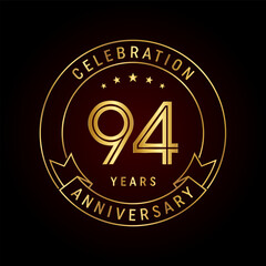 94th anniversary logo design with emblem style concept. line art design. Logo vector