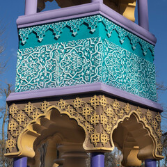 Building in oriental style.Traditional decorative oriental ornament,