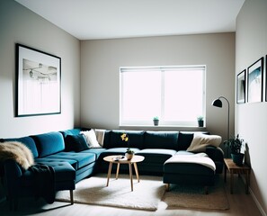 Obraz na płótnie Canvas modern interior design, living room pillows on sofa decoration in living room interior