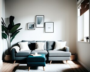 modern interior design, living room pillows on sofa decoration in living room interior