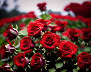 red roses in the garden