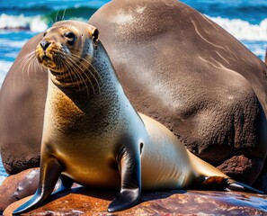 Fototapeta premium a closeup shot of a cute seal on the beach