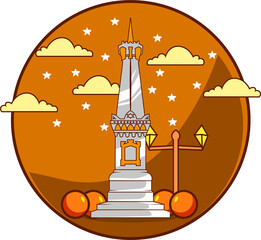 premium vector l tugu jogja drawn logo monument. cartoon green cool.