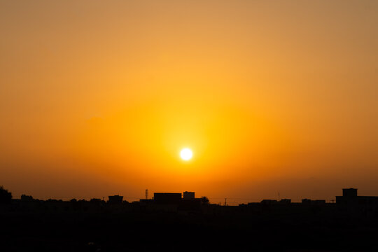 sunset over the city