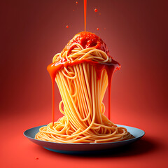 delicious spaghetti with red sauce. Generative AI