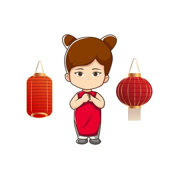 Premium vector l chinese cute vector illustration