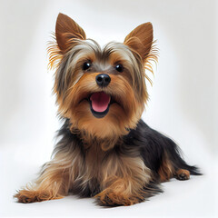 Portrait of laying Yorkshire terrier  dog  made with Generative AI
