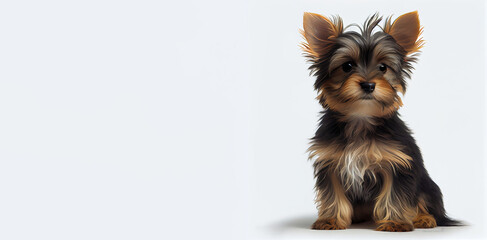 Portrait of sittingYorkshire terrier  dog  made with Generative AI