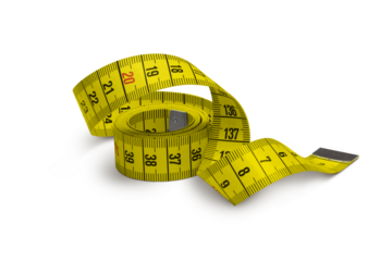 Measuring yellow tape isolated on a transparent background