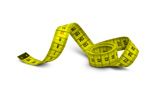 Measuring yellow tape isolated on a transparent background
