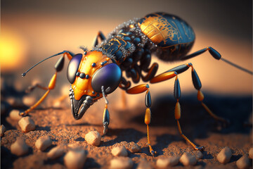 Pharaoh Ant macro photography. Generative AI
