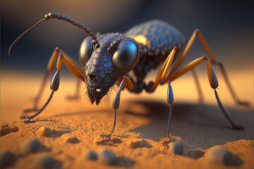 Pharaoh Ant macro photography. Generative AI