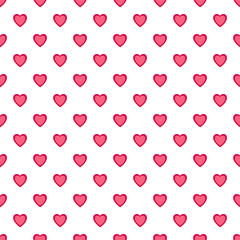Red Hearts Happy Valentines Day.Hearts gold seamless pattern on white background	