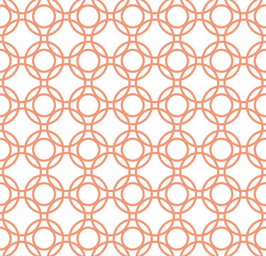 Interlocking circles White and Orange pattern. Abstract background tile.