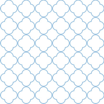 Qutrefoil background of geometric islamic trellis pattern  with white outline
