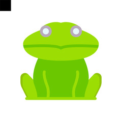 frog cartoon character icon flat style