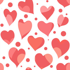 Fototapeta na wymiar Heart pattern, cute doodle hearts seamless vector background, love spring ornament