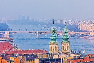 Fototapeta na wymiar Budapest city center buildings aerial view