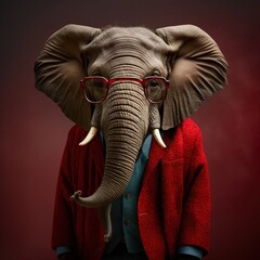 Fototapeta na wymiar elephant with red suit