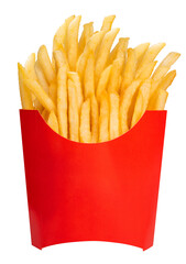 French fries on white background .French fries in paper bucket on white background PNG File.