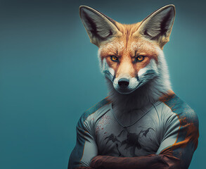 Portrait of a fitness athlete fox wearing sportswear, generative ai