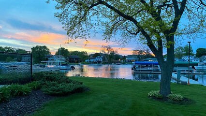 sunset over the river