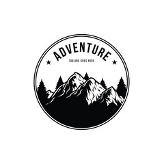 Adventure Logo Design Template with mountain icon. Perfect for business, company, mobile, app, etc.